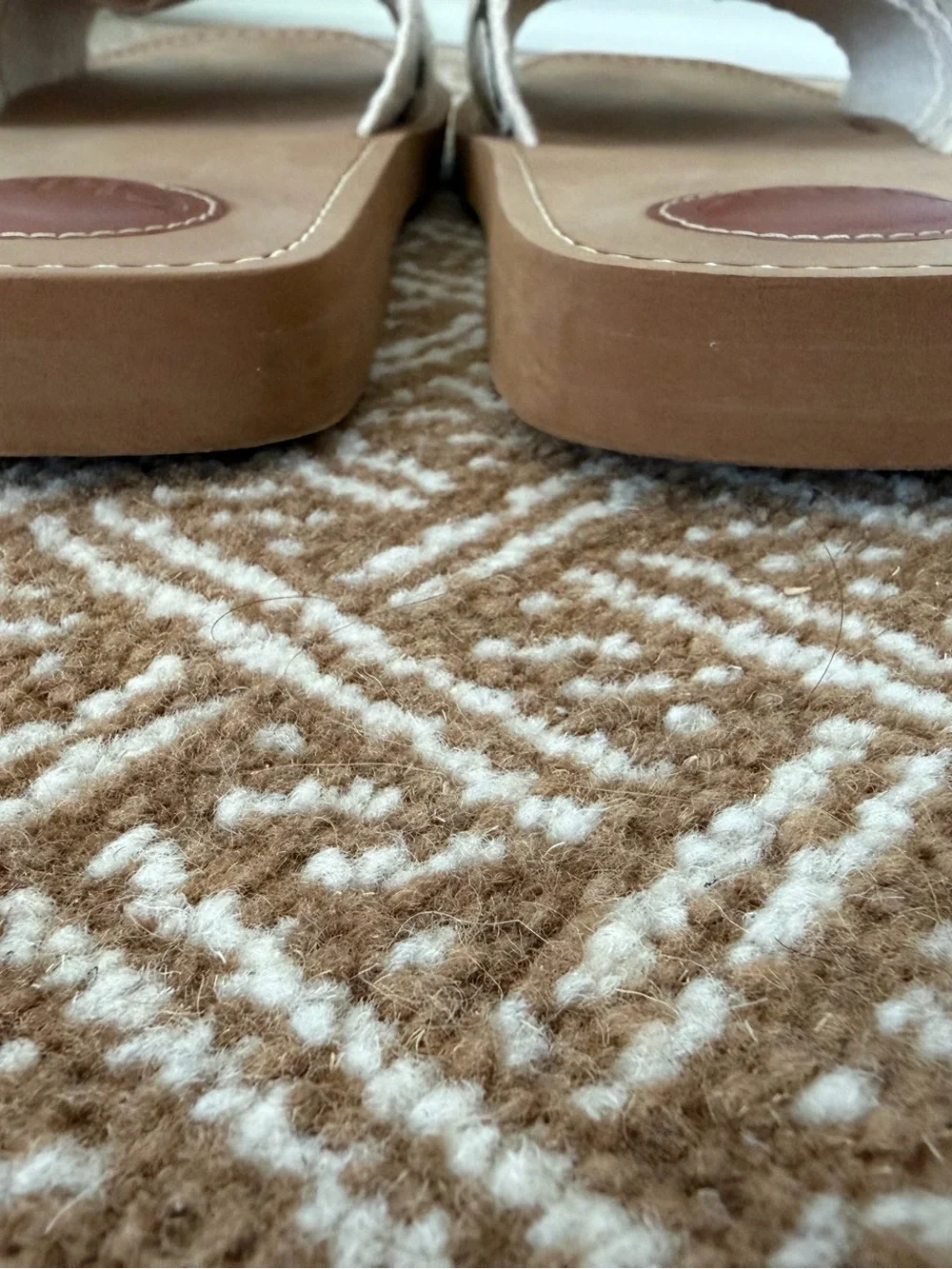 Chloé Cream Canvas Logo Slide Sandals with Brown Leather Sole